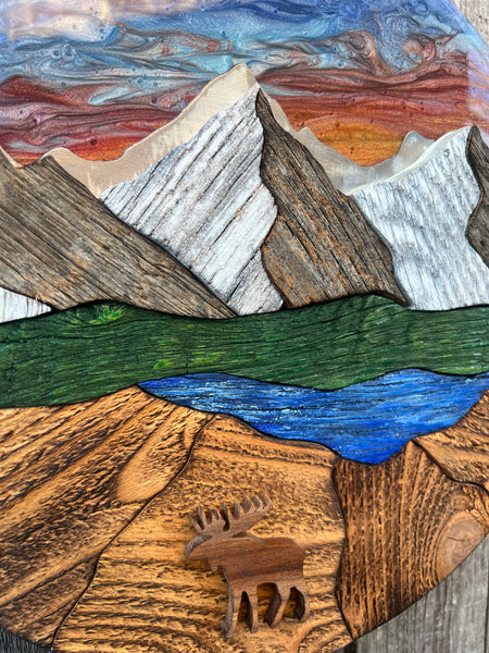 "Mountain Wanderer" (Sunset Sky w/ Moose)