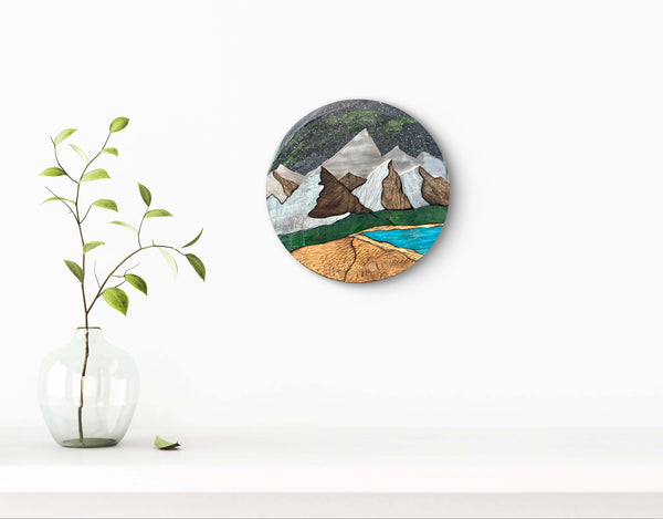 "Luminous Peaks" (Northern Lights Sky)