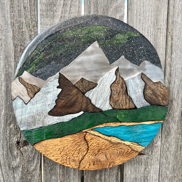 "Luminous Peaks" (Northern Lights Sky)