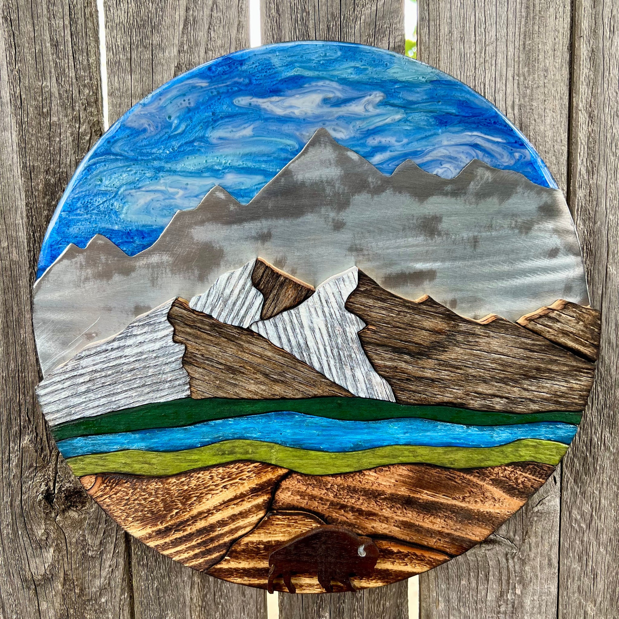 "The Great Wanderer" (Blue Sky w/ Bison)