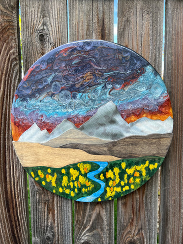 "Golden Hour in Autumn" Resin Piece (12in Round) #4