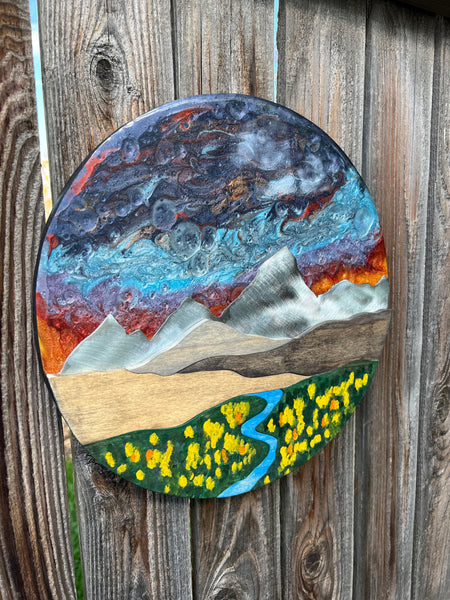 "Golden Hour in Autumn" Resin Piece (12in Round) #4