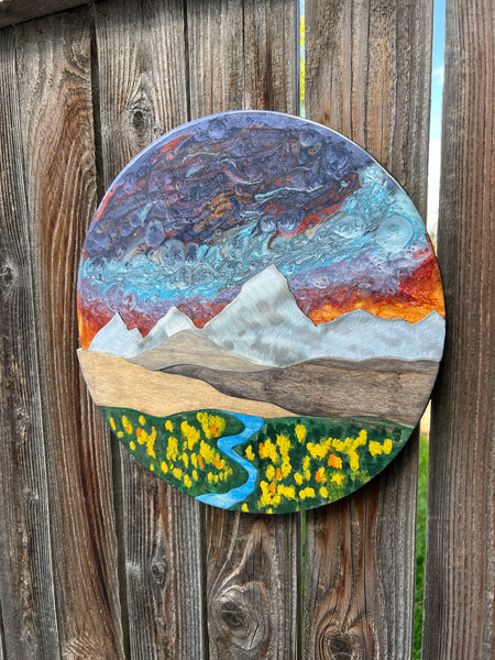 "Golden Hour in Autumn" Resin Piece (12in Round) #4