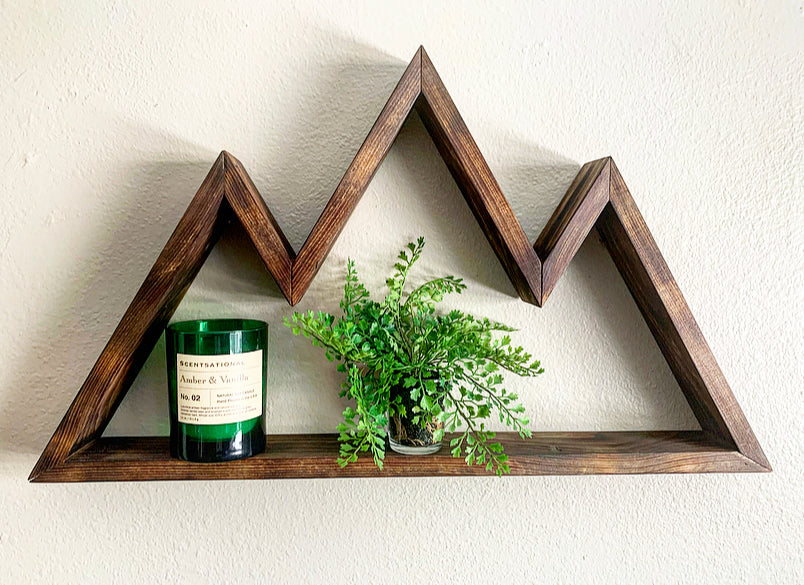 Wood Burned Mountain Shelf