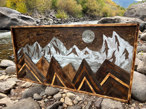 "Ominous Mountain Sky" (48in x 24in Large Statement Piece)
