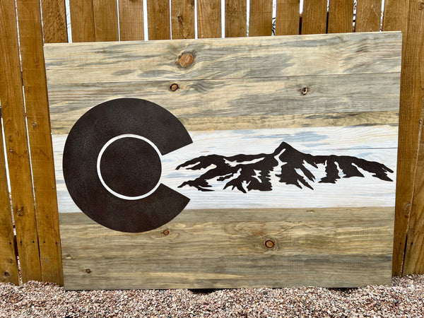 Colorado Rocky Mountains (Steel on Beetle Kill Pine) - **LARGE PIECE 4ft x 3ft**