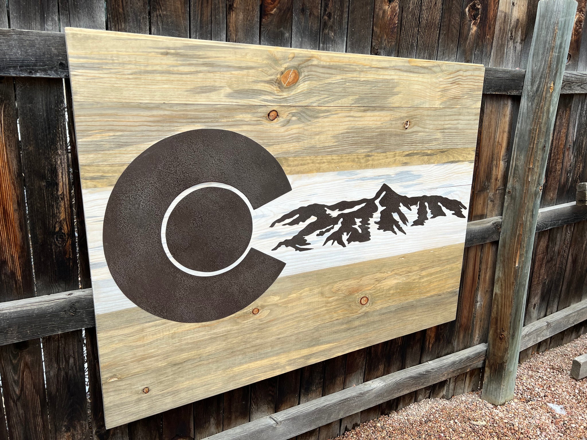 Colorado Rocky Mountains (Steel on Beetle Kill Pine) - **LARGE PIECE 4ft x 3ft**
