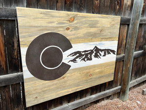 Colorado Rocky Mountains (Steel on Beetle Kill Pine) - **LARGE PIECE 4ft x 3ft**