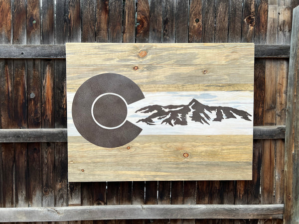 Colorado Rocky Mountains (Steel on Beetle Kill Pine) - **LARGE PIECE 4ft x 3ft**