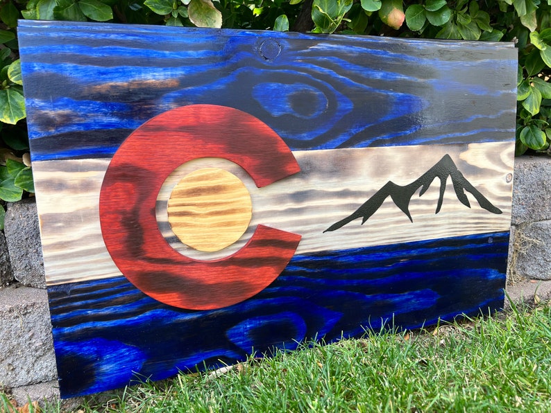 Wood Burned Classic Colorado Flag