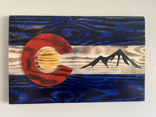 Wood Burned Classic Colorado Flag