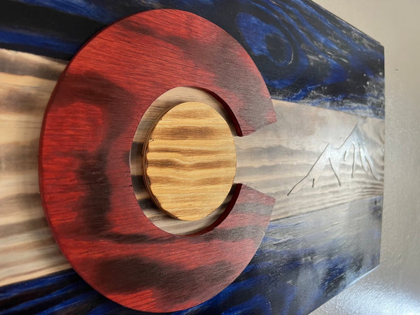 Wood Burned Classic Colorado Flag