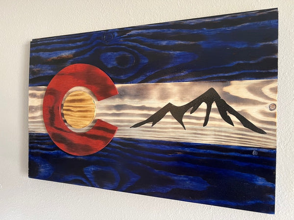 Wood Burned Classic Colorado Flag