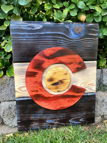 Mini Wood Burned Classic Colorado Flag