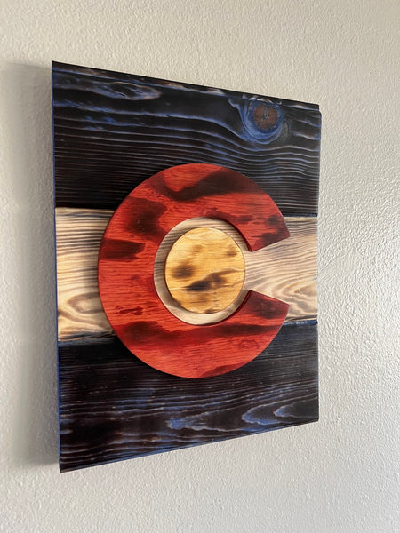 Mini Wood Burned Classic Colorado Flag