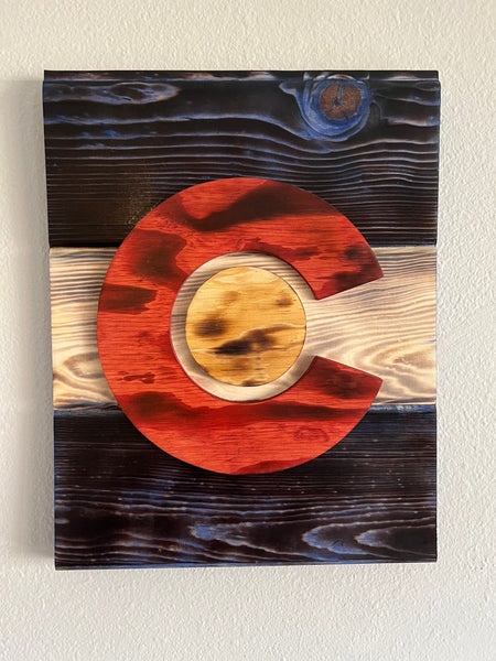 Mini Wood Burned Classic Colorado Flag