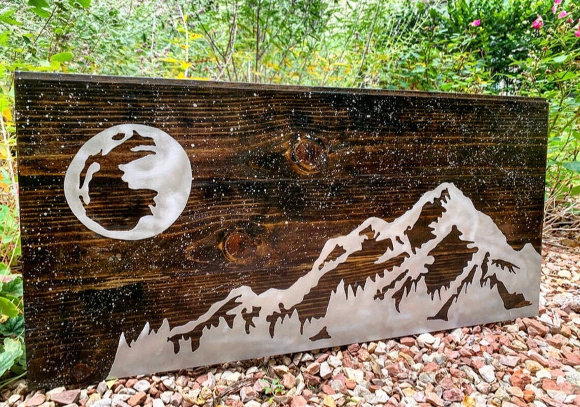 Moon and Stars Mountain Wall Hanging