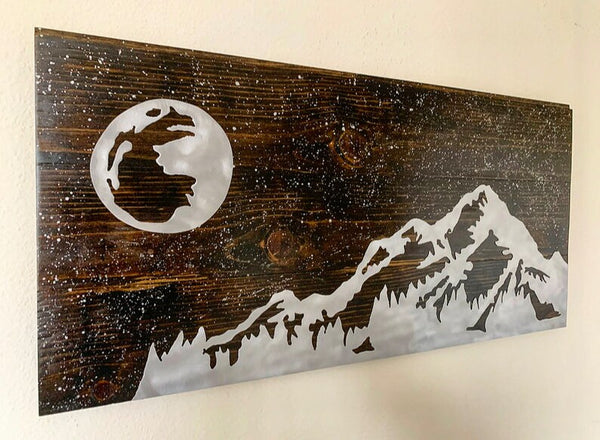 Moon and Stars Mountain Wall Hanging